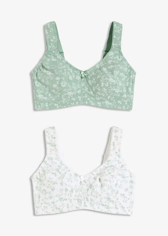 BH uten bøyle med økologisk bomull (2-pack), bonprix