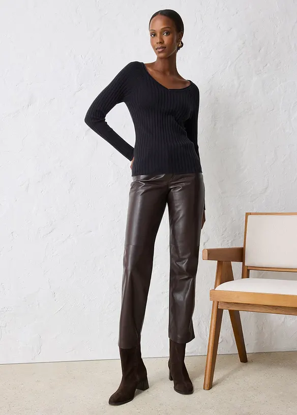 Finstrikket genser i merinoull, bonprix