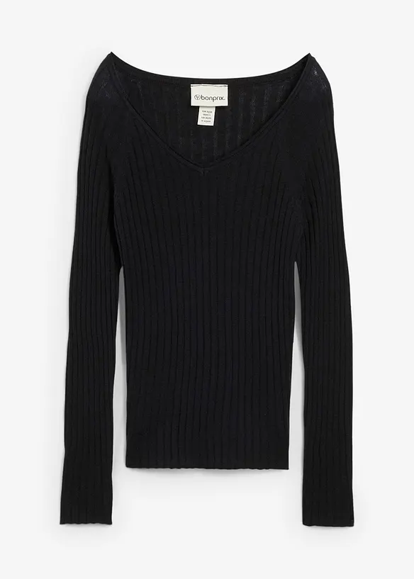 Finstrikket genser i merinoull, bonprix