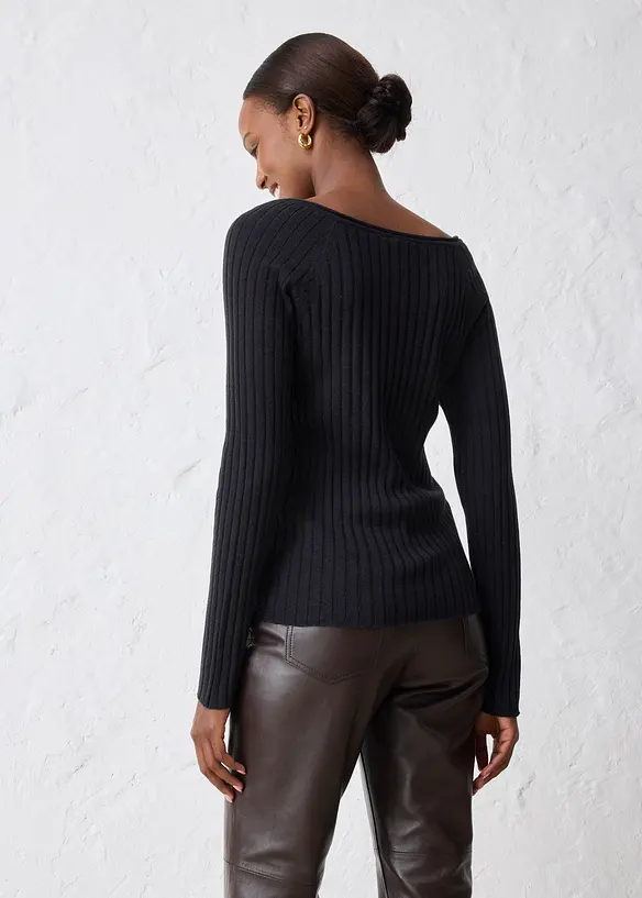 Finstrikket genser i merinoull, bonprix