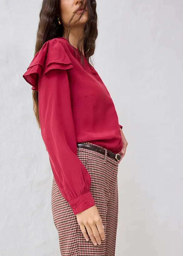 Bluse med silkeandel, bonprix