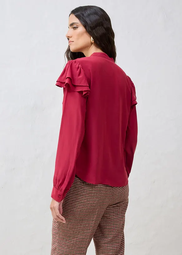 Bluse med silkeandel, bonprix