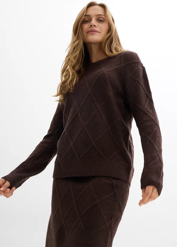 Kabelstrikket skjørt, bonprix