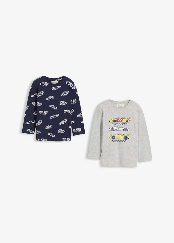 Langermet topp med økologisk bomull (2-pack), bonprix