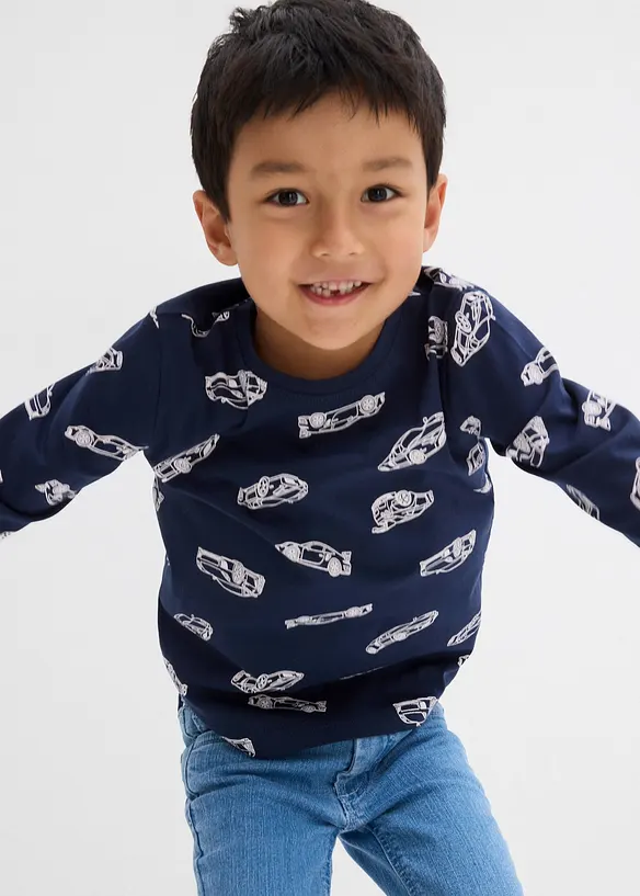 Langermet topp med økologisk bomull (2-pack), bonprix