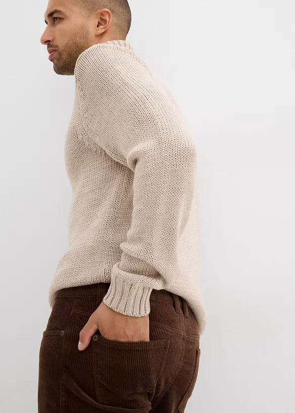 Regular Fit-kordfløyelsbukse med stretch i vasket stil, Straight, bonprix