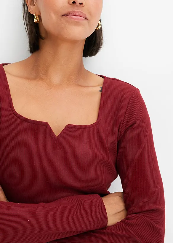 Ribbet topp i 100% økologisk bomull, bonprix