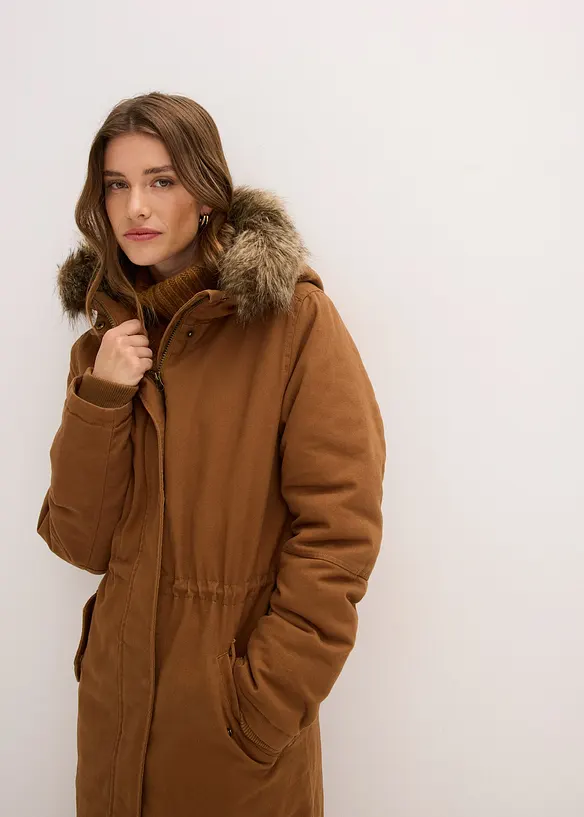 Lang, vattert parkas, bonprix
