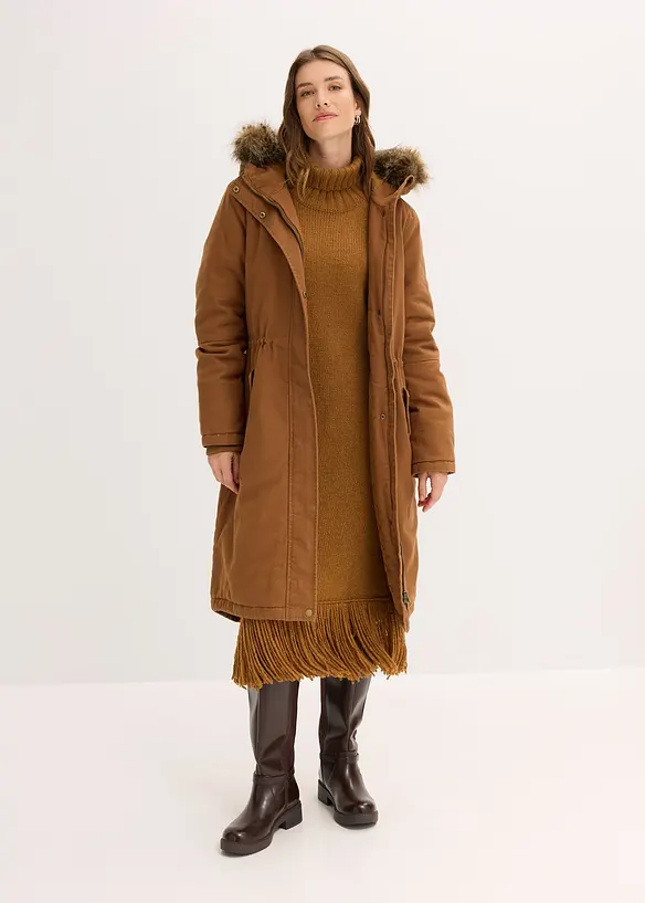 Lang, vattert parkas, bonprix