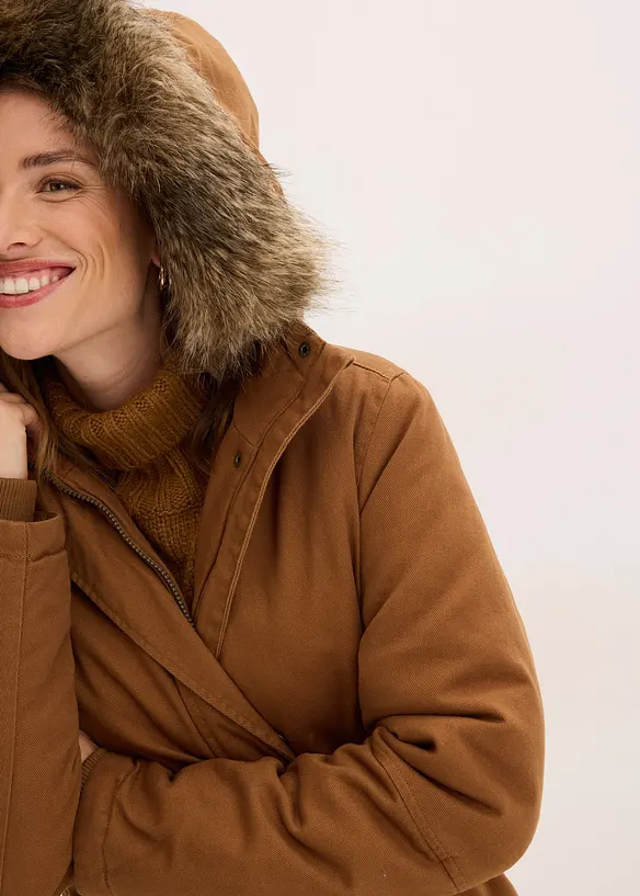 Lang, vattert parkas, bonprix