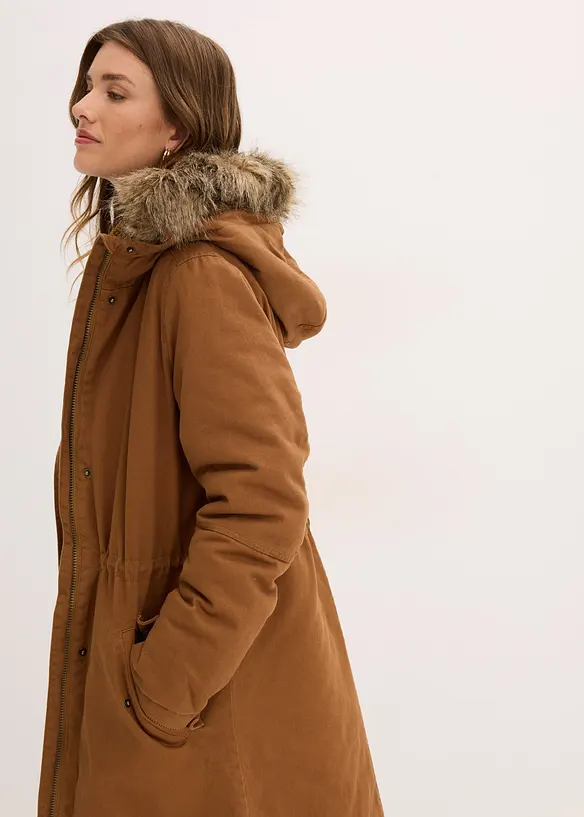 Lang, vattert parkas, bonprix
