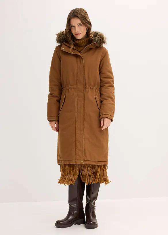 Lang, vattert parkas, bonprix