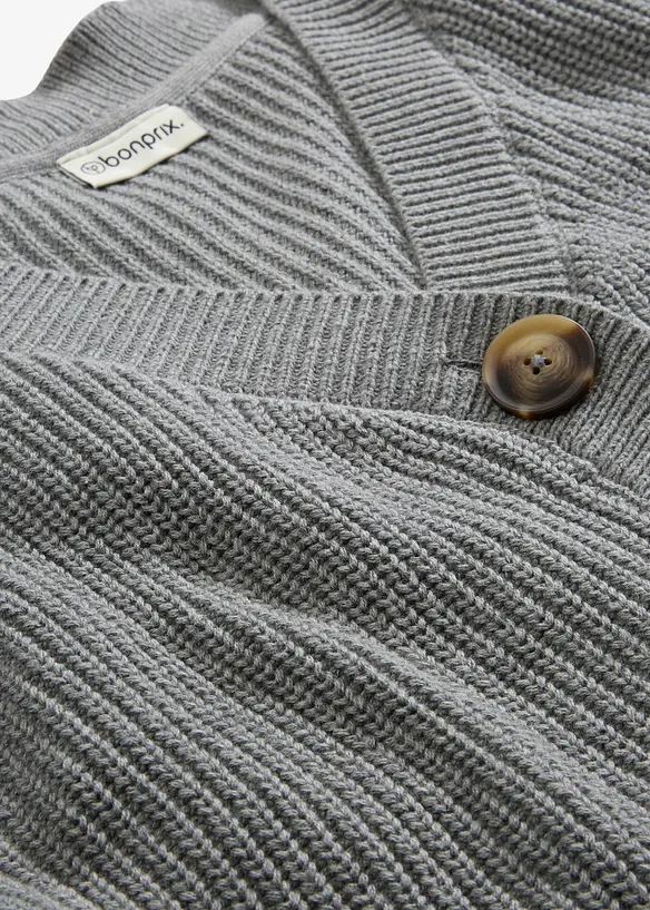 Grovstrikket cardigan i 100% bomull, bonprix
