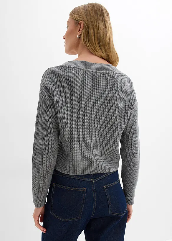 Grovstrikket cardigan i 100% bomull, bonprix