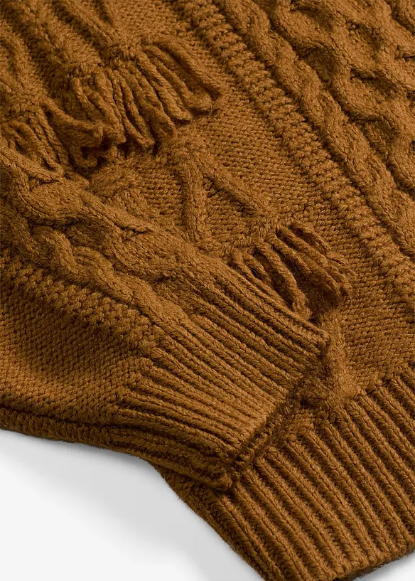 Oversized genser med frynser, bonprix