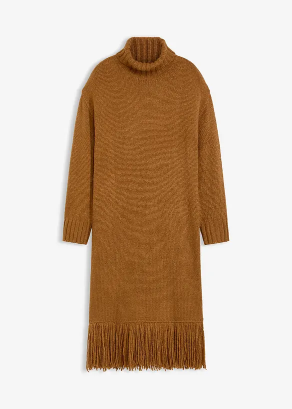 Strikket kjole med frynsekant, bonprix