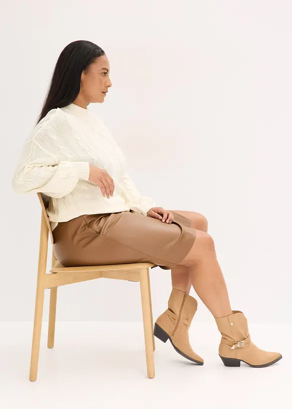 Oversized genser med flettemønster, bonprix