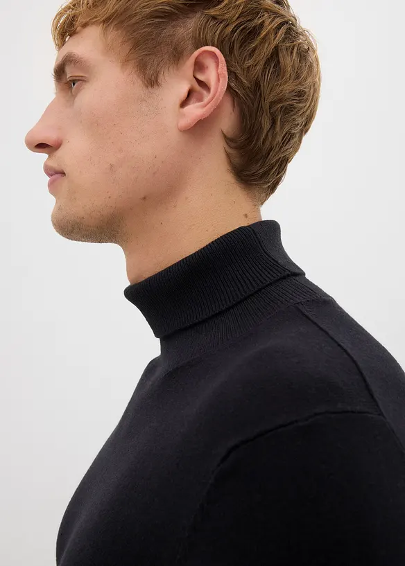 Finstrikket pologenser med utsøkt merinoull, Slim Fit, bonprix