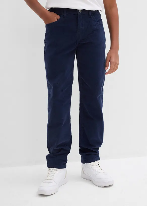 Regular Fit-kordfløyelsbukse i bomull med elastan, Straight, bonprix