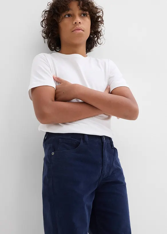 Regular Fit-kordfløyelsbukse i bomull med elastan, Straight, bonprix