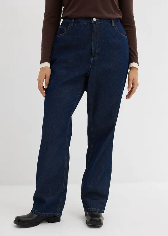 Straight Jeans, High Waist, Long av økologisk bomull, bonprix