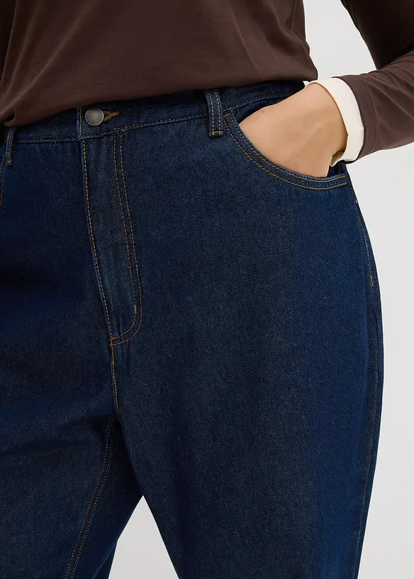 Straight Jeans, High Waist, Long av økologisk bomull, bonprix