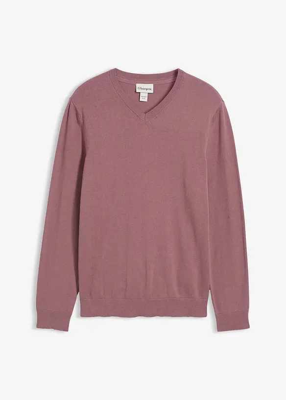 Finstrikket genser med V-hals, bonprix