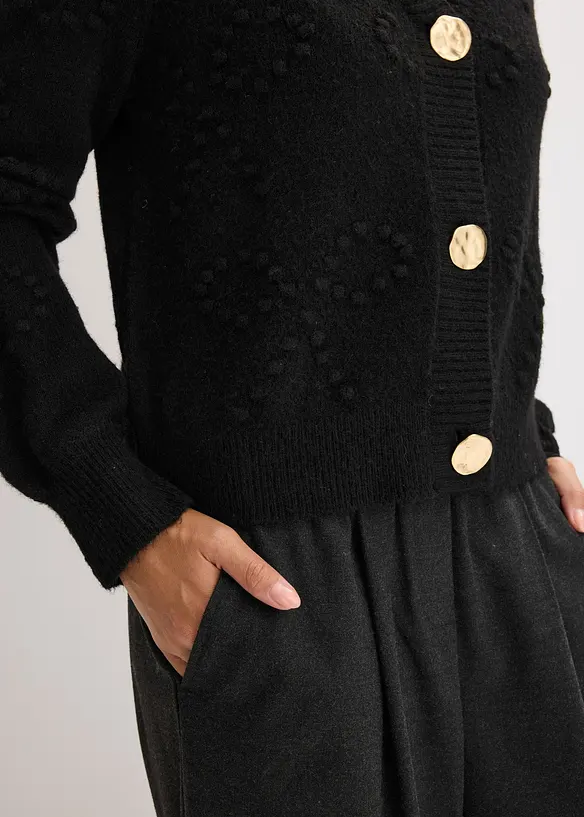 Cardigan med hullmønster, bonprix