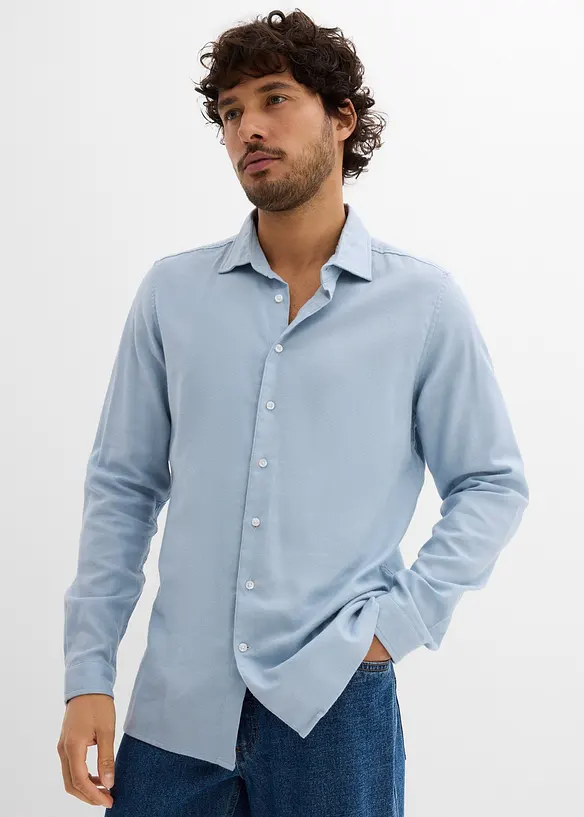 Skjorte i fin flanell av 100% bomull, Slim Fit, bonprix