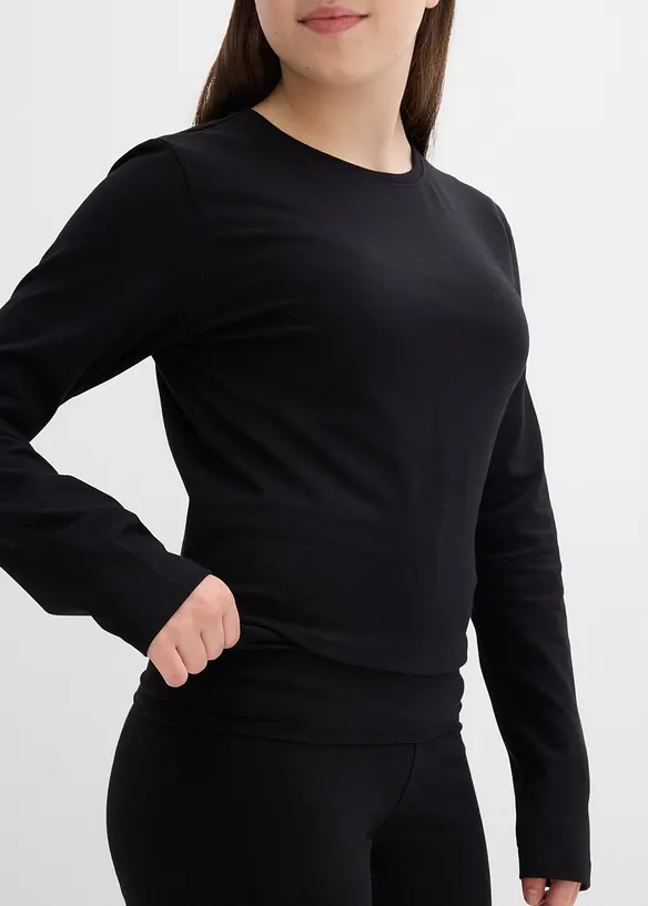 Langermet topp og jerseybukse, ribbet (2-delt sett), bonprix