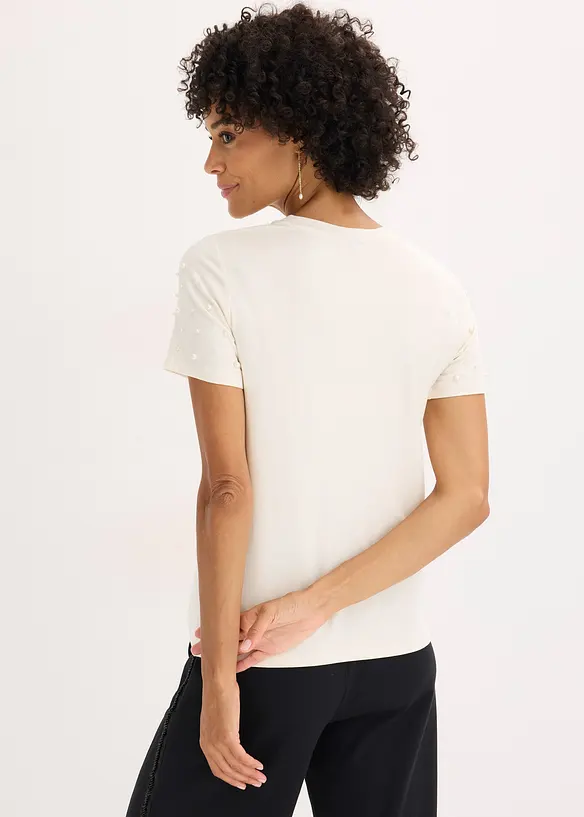 Topp med applikerte perler, bonprix