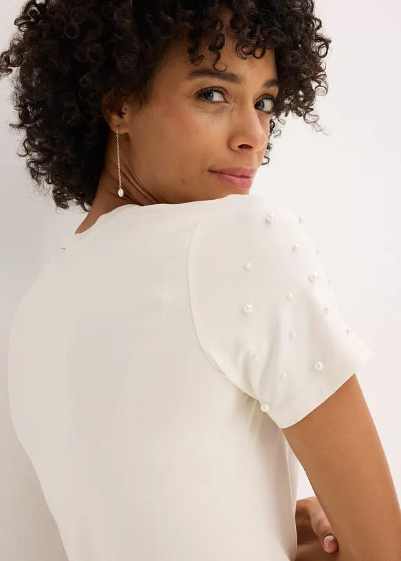 Topp med applikerte perler, bonprix