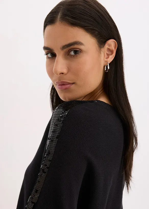 Finstrikket genser med paljetter, bonprix