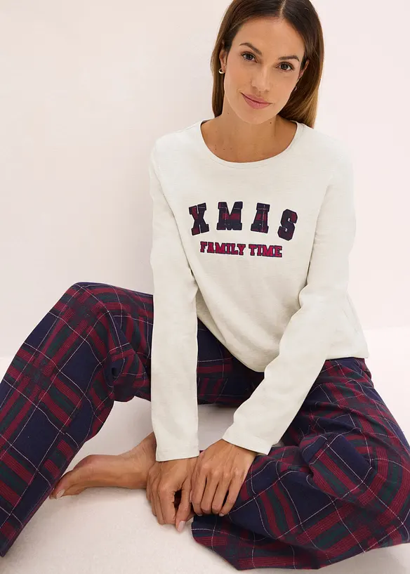 Pyjamas med flanellbukse og gavepose, bonprix