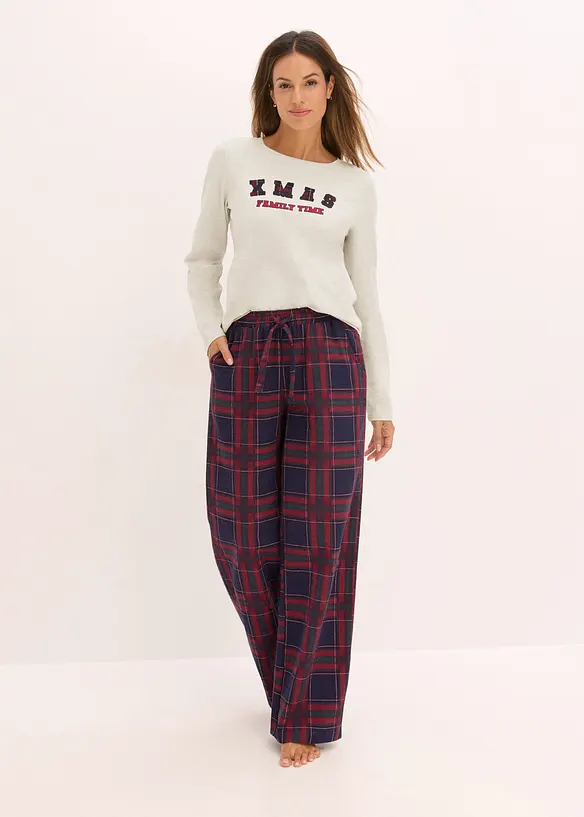 Pyjamas med flanellbukse og gavepose, bonprix