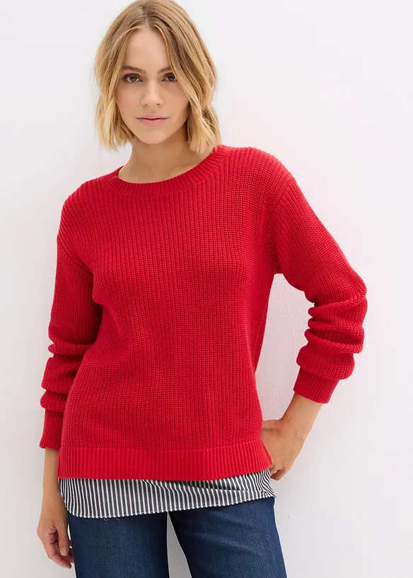 Genser med innfelt bluse, bonprix