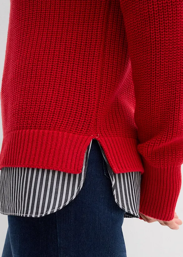 Genser med innfelt bluse, bonprix