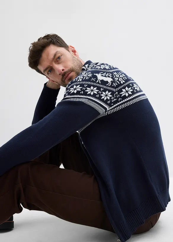 Strikkejakke med koftemønster i hudvennlig, ren bomull, bonprix