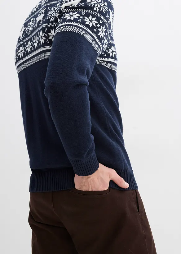 Strikkejakke med koftemønster i hudvennlig, ren bomull, bonprix