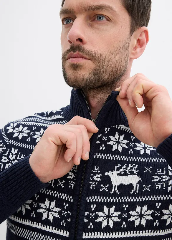 Strikkejakke med koftemønster i hudvennlig, ren bomull, bonprix