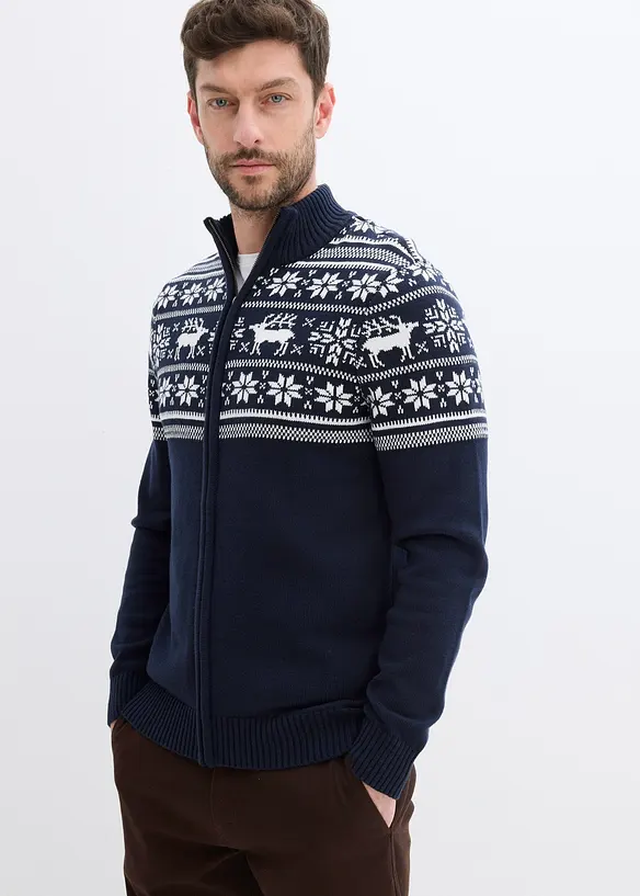 Strikkejakke med koftemønster i hudvennlig, ren bomull, bonprix