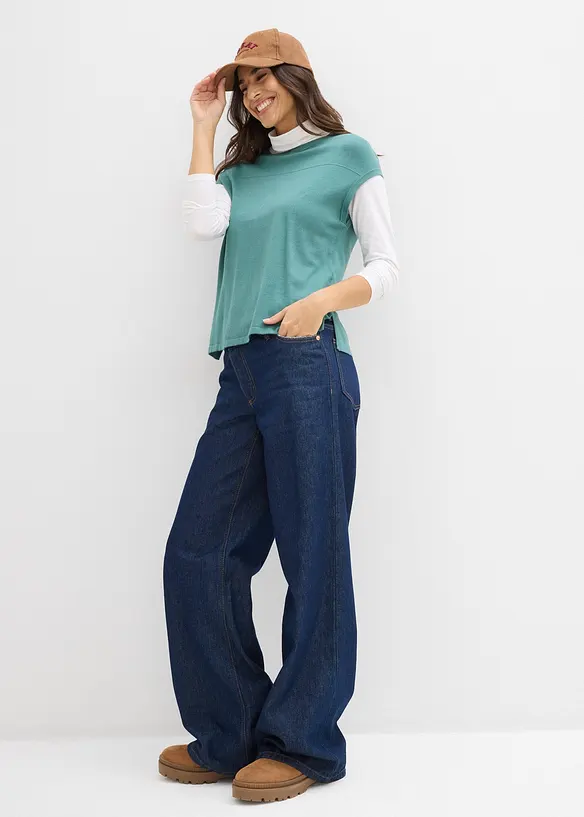 Finstrikket vest i myk viskosemiks, bonprix