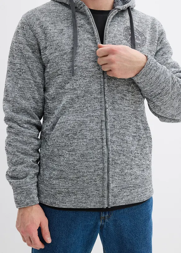 Sweatjakke med hette og teddyfôr, bonprix
