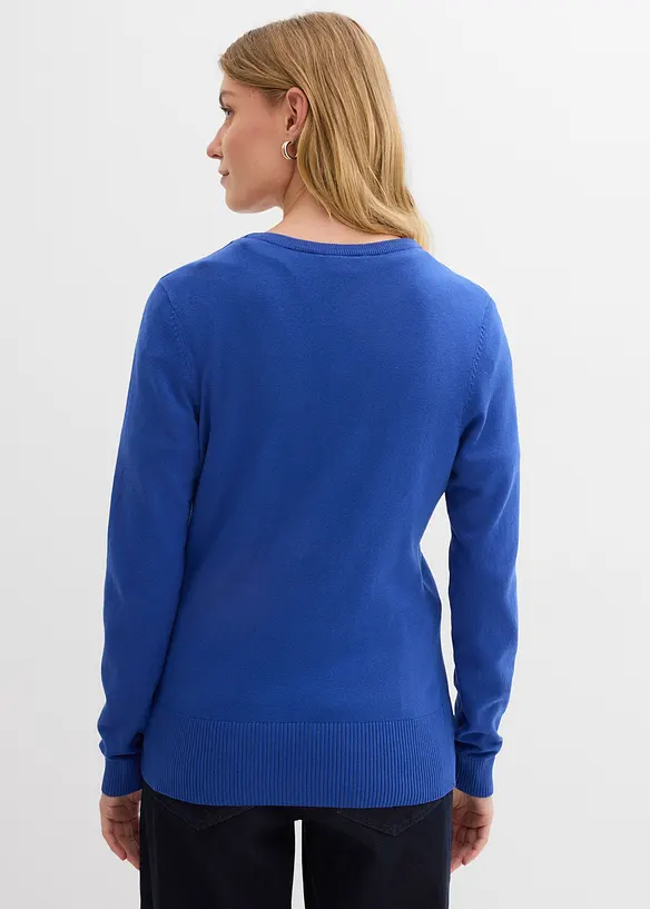 Finstrikket cardigan med knappestolpe, bonprix