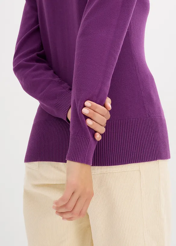 Finstrikket cardigan med knappestolpe, bonprix
