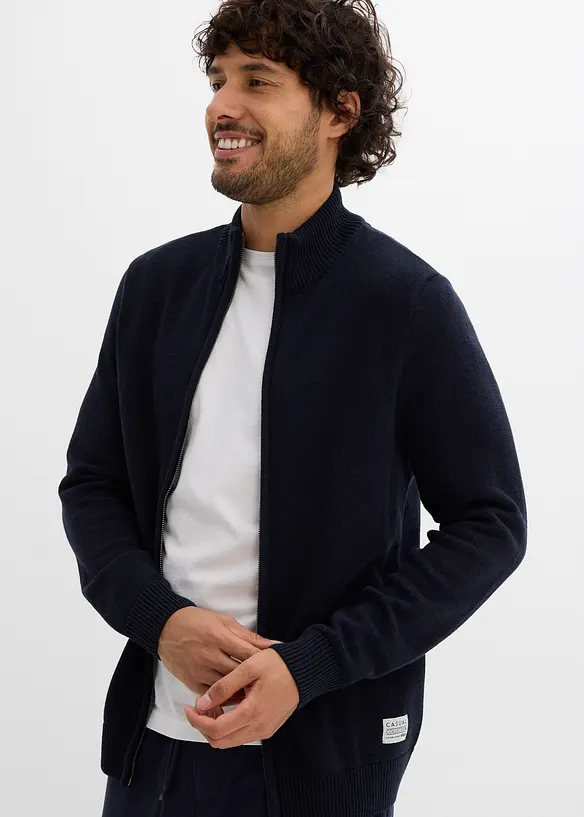 Cardigan med ståkrage og resirkulert bomull, bonprix