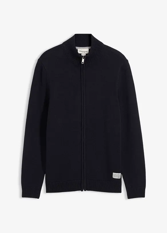 Cardigan med ståkrage og resirkulert bomull, bonprix
