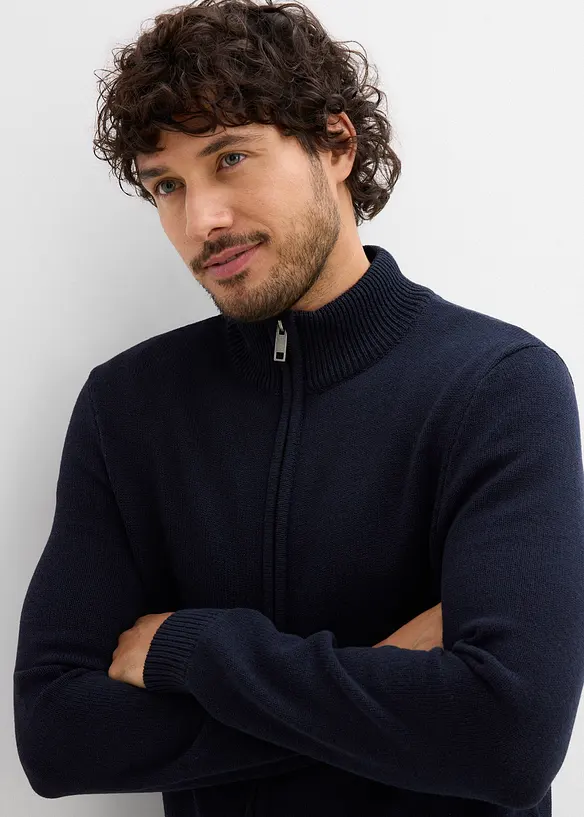 Cardigan med ståkrage og resirkulert bomull, bonprix