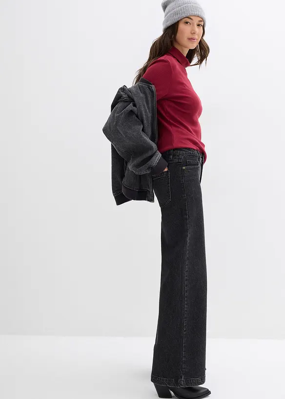 Wide Leg-jeans, Mid Waist, Full Length, bonprix