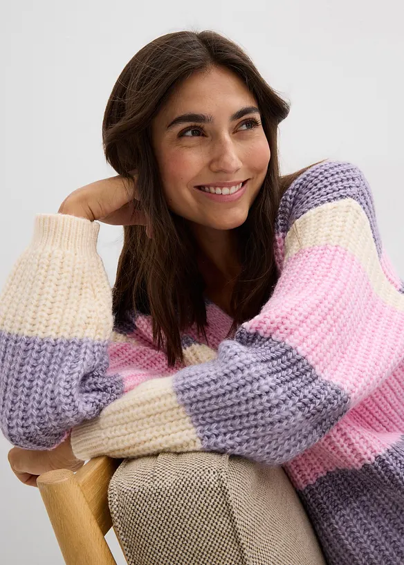 Grovstrikket cardigan med fargegradering, bonprix